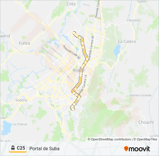 C25 Cable Car Line Map