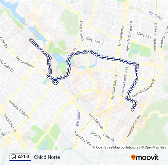A203 Bus Line Map