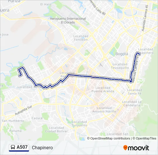 A507 Bus Line Map