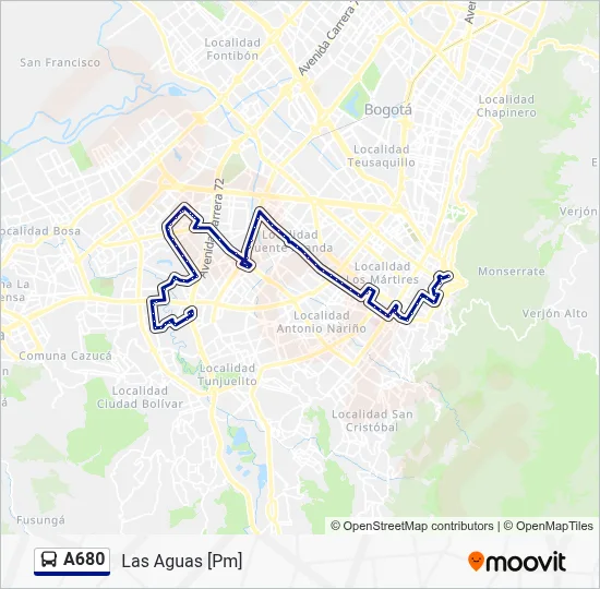 Ruta A680: horarios, paradas y mapas - Las Aguas [Pm] (Actualizado)