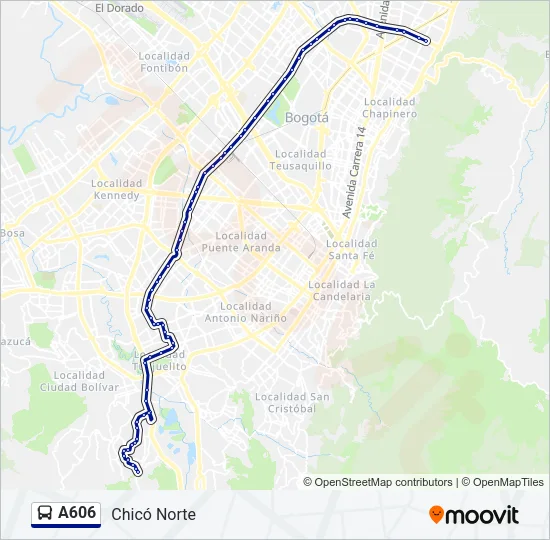 A606 Bus Line Map
