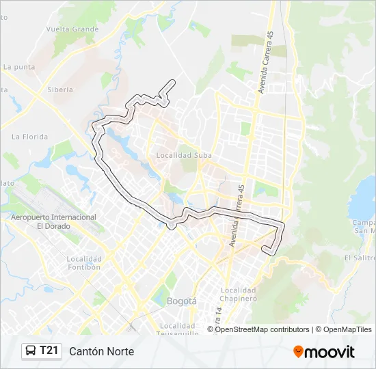 T21 Bus Line Map