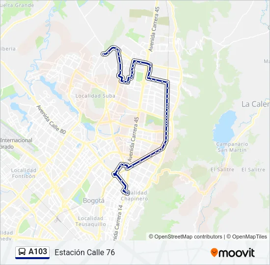 A103 Bus Line Map