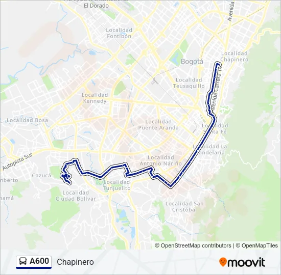 A600 Bus Line Map