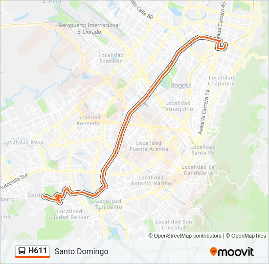 H611 Bus Line Map