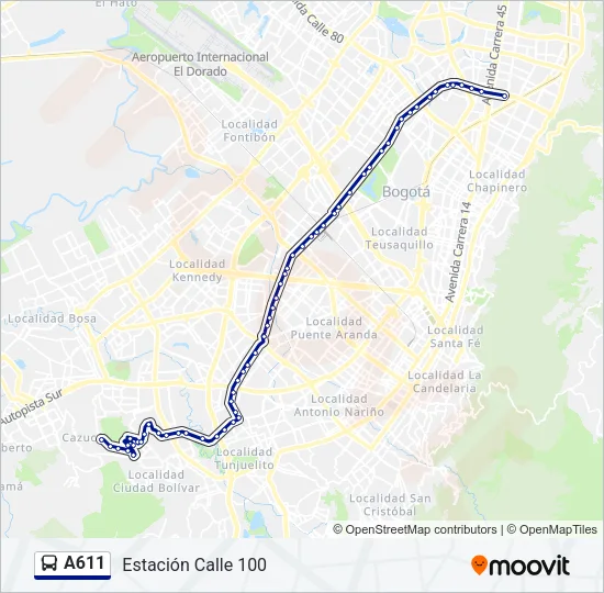 A611 Bus Line Map