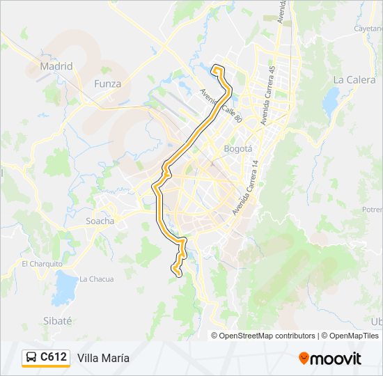 Mapa de C612 de autobús