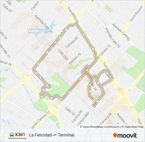 K301 Bus Line Map