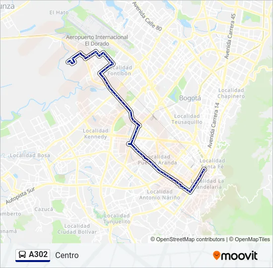 A302 Bus Line Map