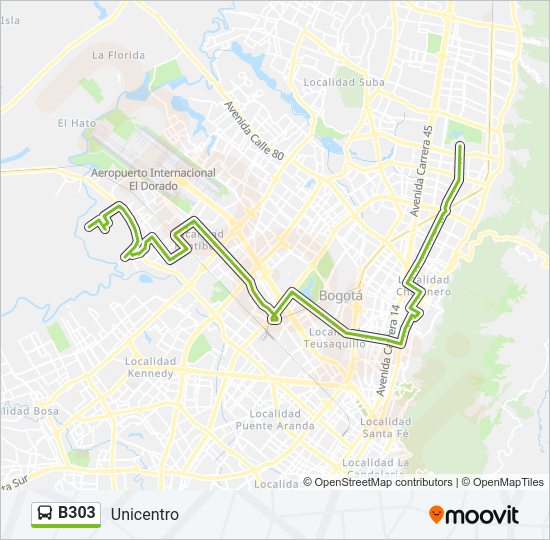 Mapa de B303 de SITP