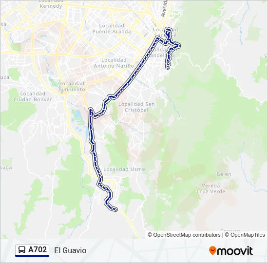 A702 Bus Line Map