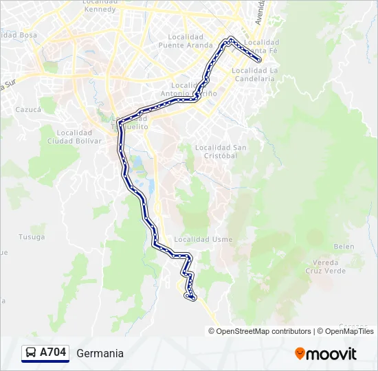 A704 Bus Line Map
