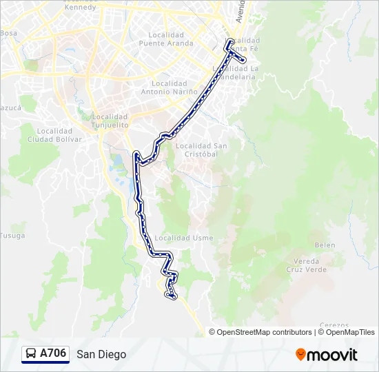 A706 Bus Line Map