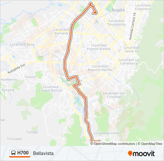 Mapa de H700 de SITP