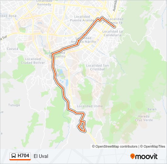 Mapa de H704 de SITP