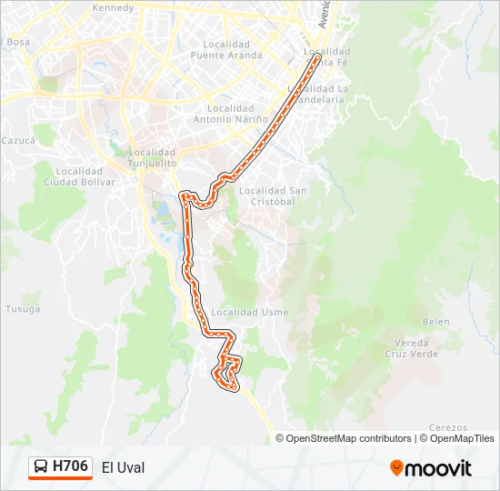H706 Bus Line Map