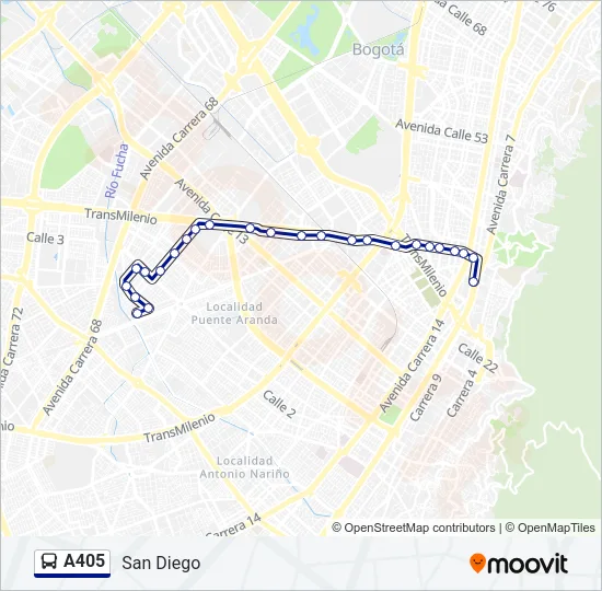 A405 Bus Line Map