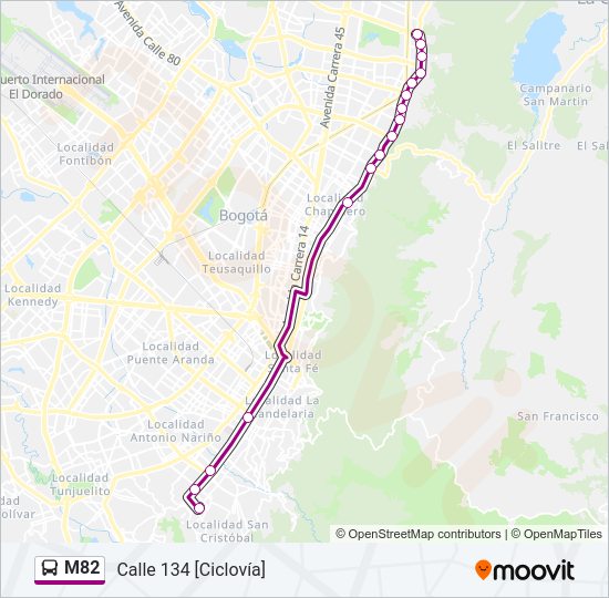 Mapa de M82 de tranvía