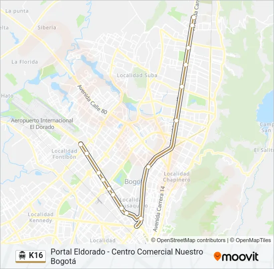K16 Cable Car Line Map