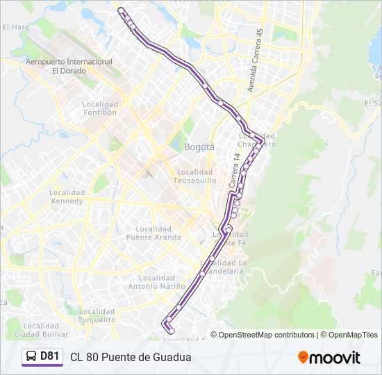 Mapa de D81 de Transmilenio