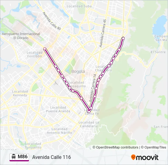 M86 Cable Car Line Map