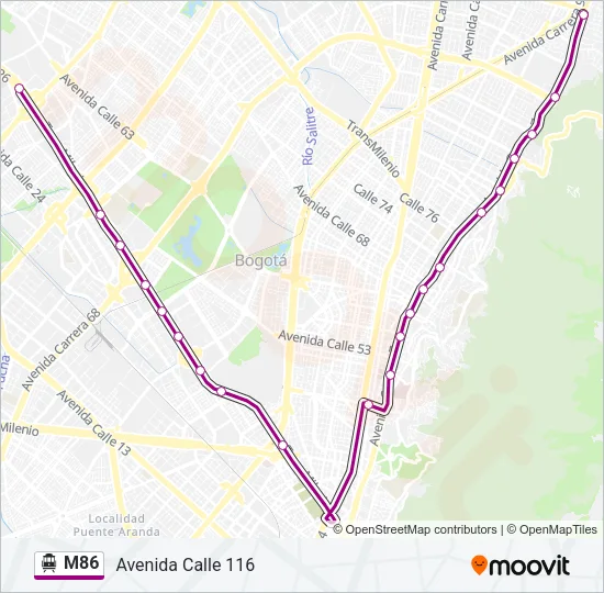 M86 Cable Car Line Map