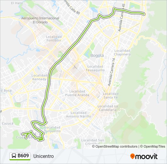 Ruta b609 horarios, paradas y mapas Unicentro (Actualizado)