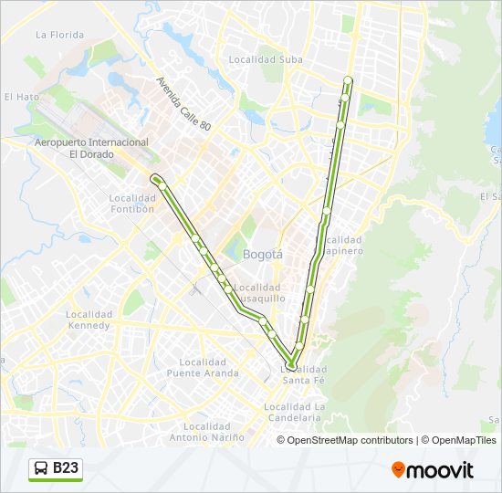 Mapa de B23 de Transmilenio