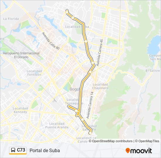 Mapa de C73 de Transmilenio