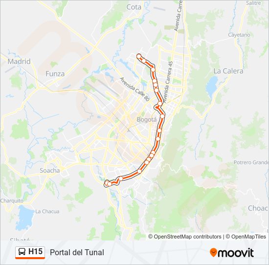 Mapa de H15 de Transmilenio