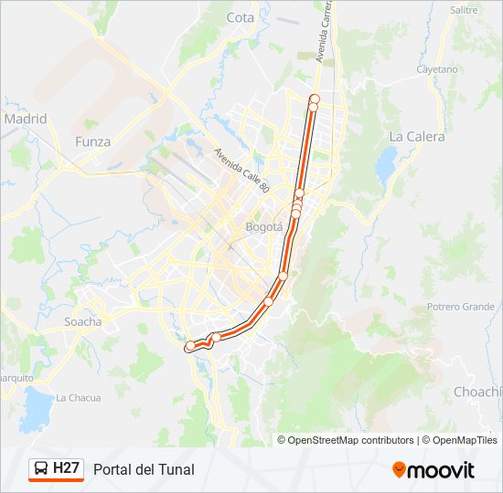 Mapa de H27 de Transmilenio