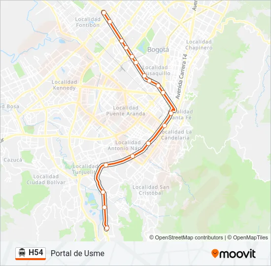 H54 Cable Car Line Map
