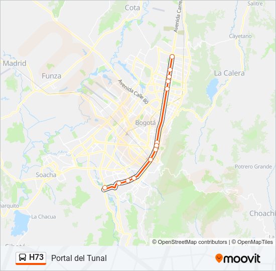 Mapa de H73 de Transmilenio