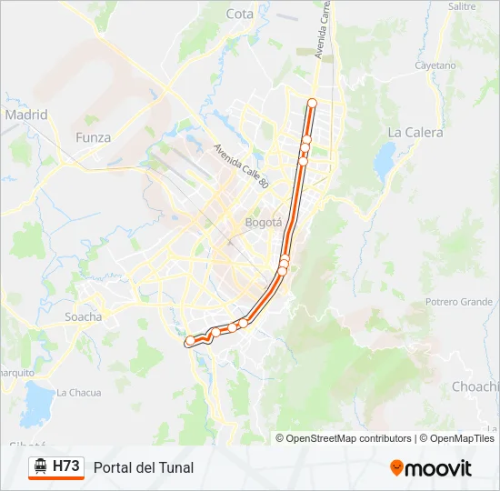 H73 Cable Car Line Map