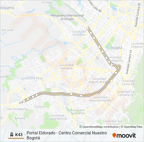 K43 Cable Car Line Map