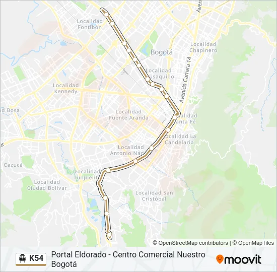 K54 Cable Car Line Map