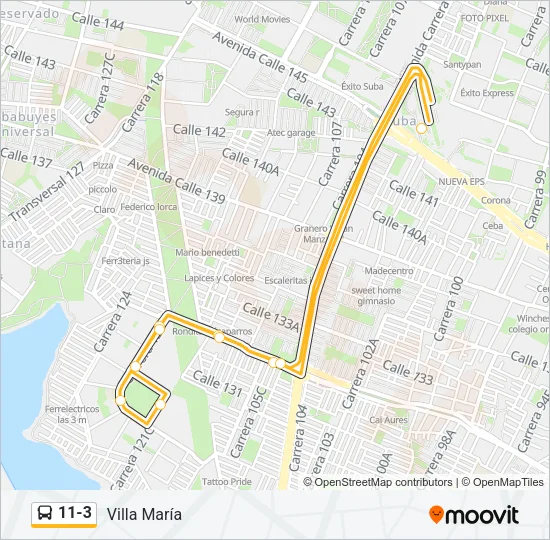 11-3 Bus Line Map