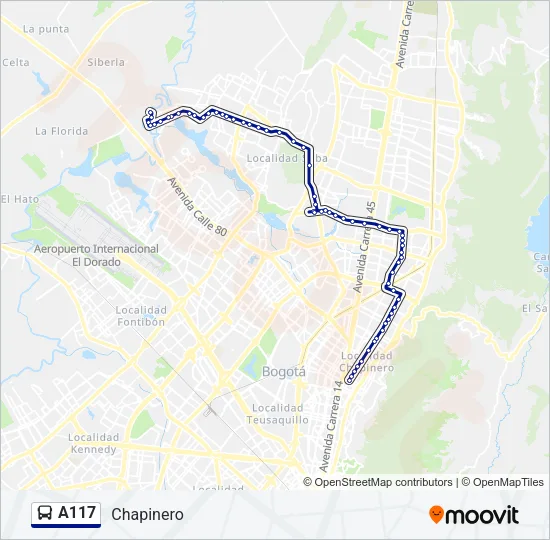 A117 Bus Line Map