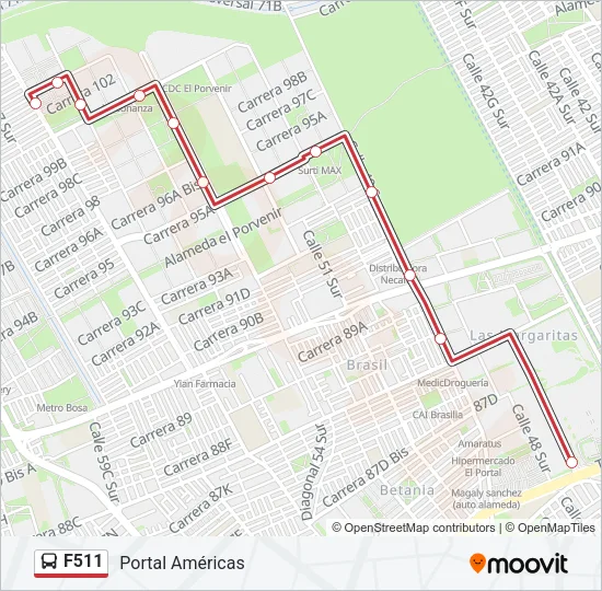 F511 Bus Line Map