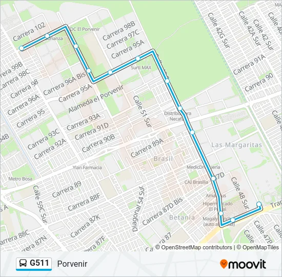 G511 Bus Line Map