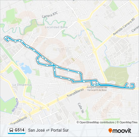 Mapa de G514 de autobús