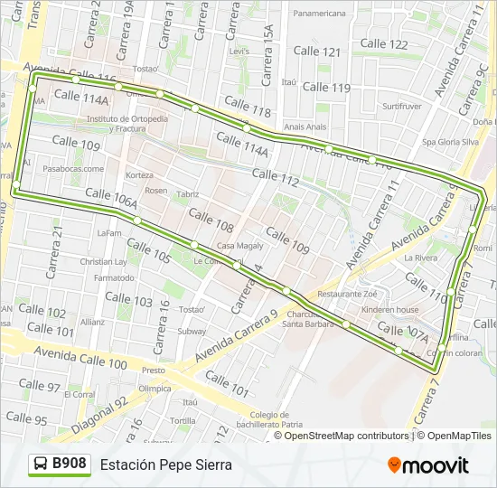 B908 Bus Line Map