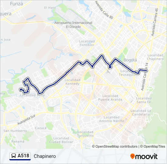 A518 Bus Line Map