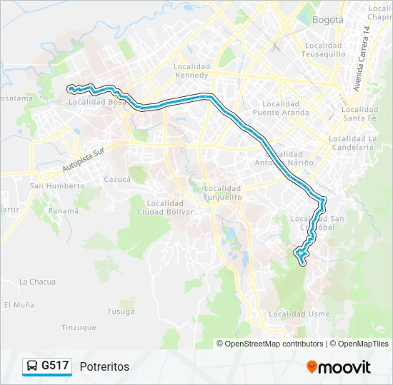 G517 Bus Line Map