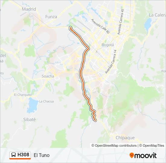 H308 Bus Line Map