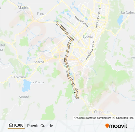 K308 Bus Line Map