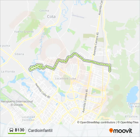 B130 Bus Line Map