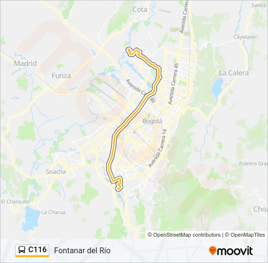 C116 Bus Line Map