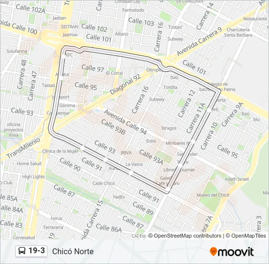 19-3 Bus Line Map