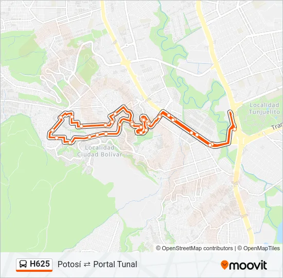 H625 Bus Line Map